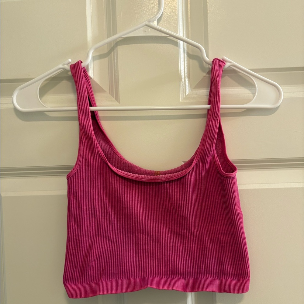 Free People Pink Ribbed Crop Top